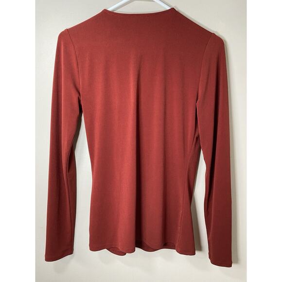 Etcetera Blouse XSMALL Red Draped Neckline Long Sleeve Top - Picture 4 of 6